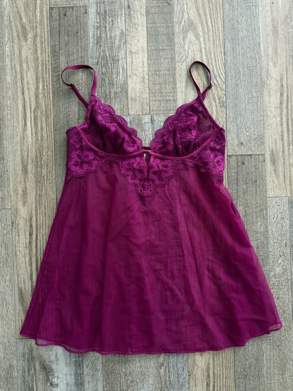 Victoria's Secret Magenta Lace-Trim Slip Y2K
